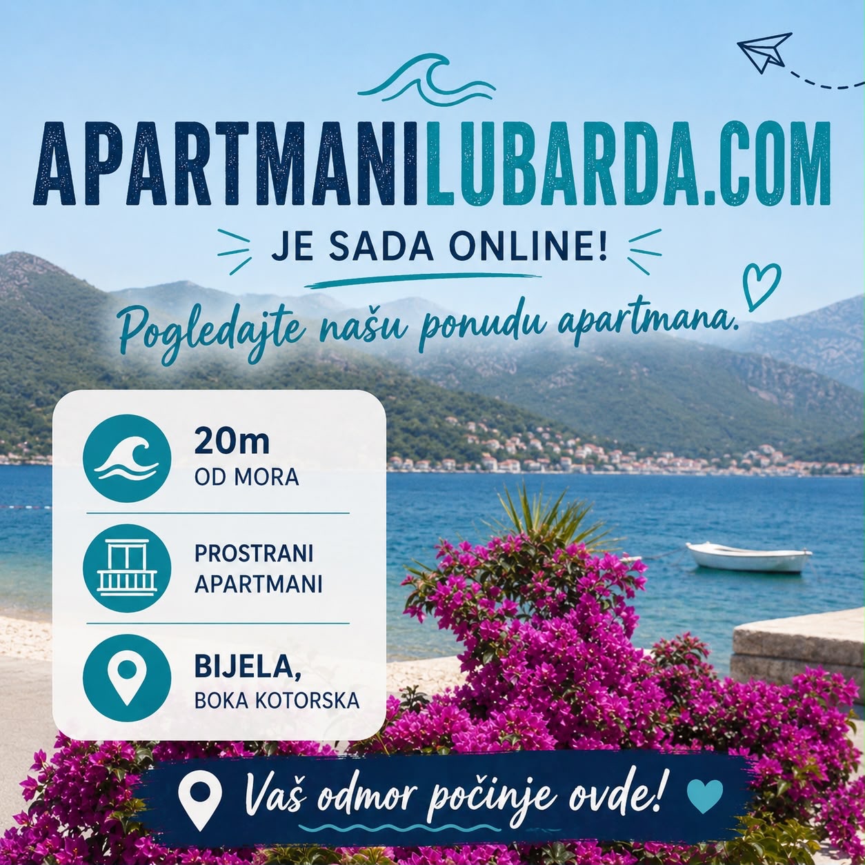 🌐 Naš novi web sajt je online! Sa zadovoljstvom vas obaveštavamo da je web sajt naših apartmana konačno dostupan! 🎉 🌐Kliknite i istražite www.apartmanilubarda.com